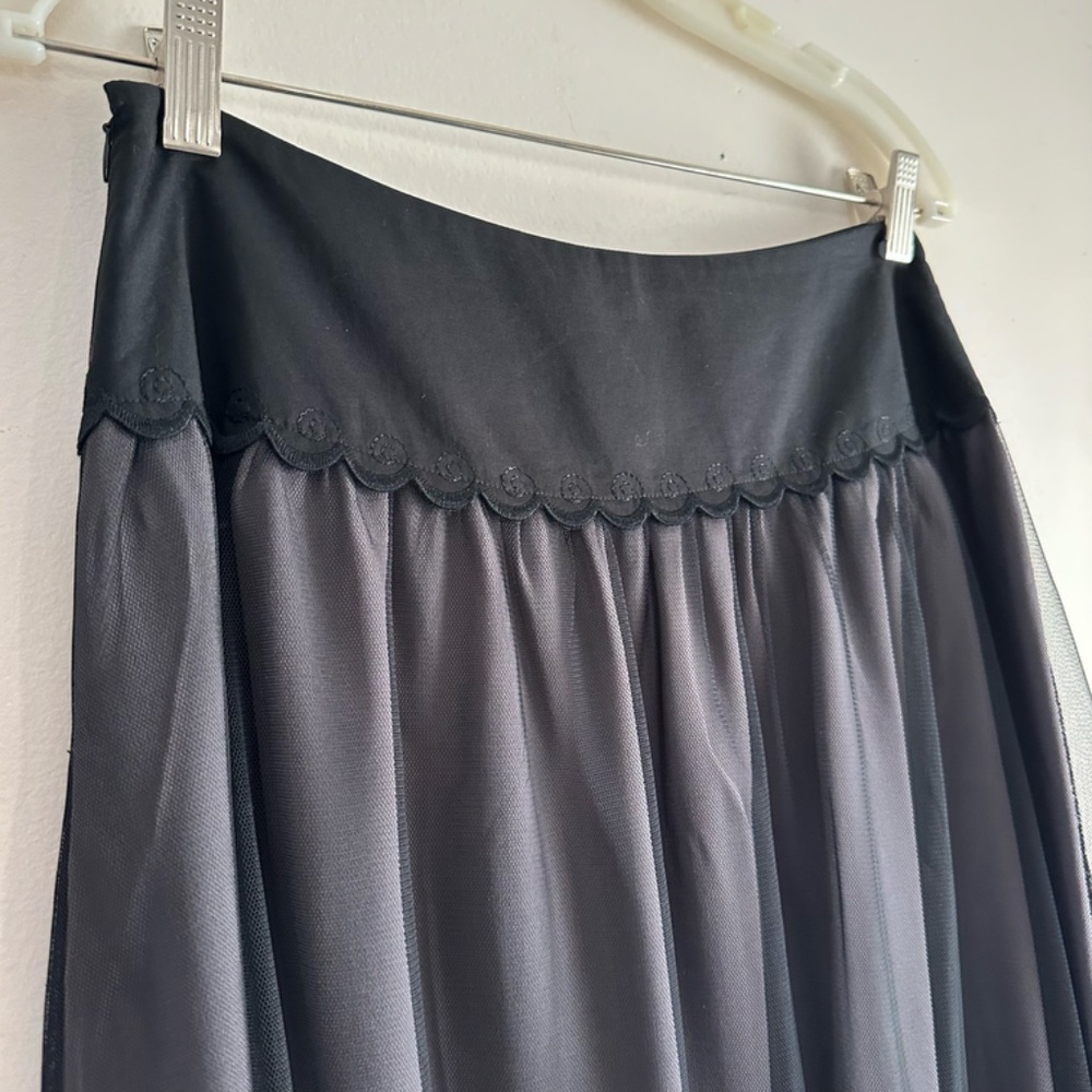 Garnet Hill • Lace Overlay Silk Midi Skirt - Picture 4 of 8